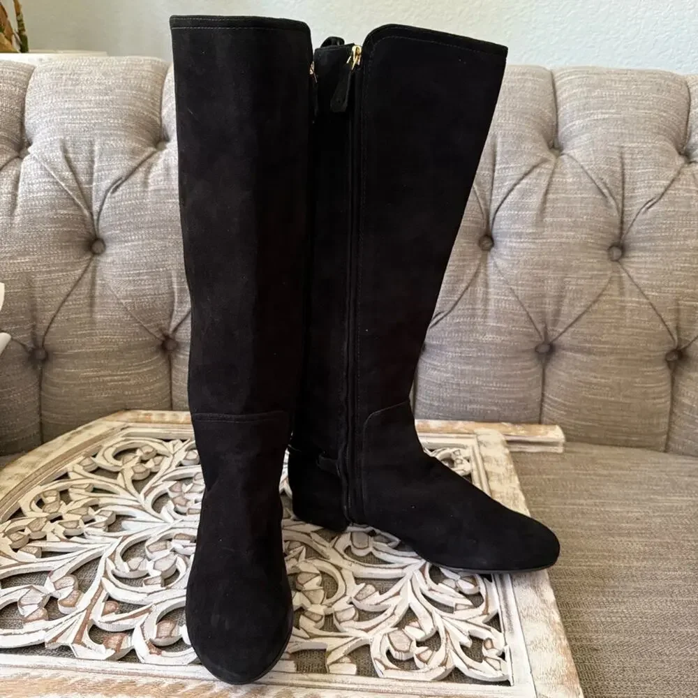 Tory Burch Black Tall Suede Leather Boots Women’s 9